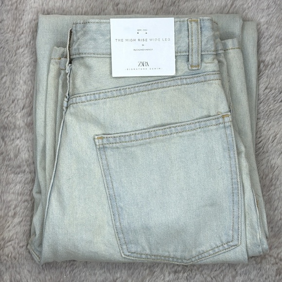 Zara | The High Rise Wide Leg Jean in Bleached Indigo, Size 4, NWT - Picture 9 of 10